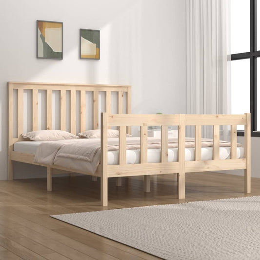 vidaXL Bed Frame Solid Wood Pine 135x190 cm Double