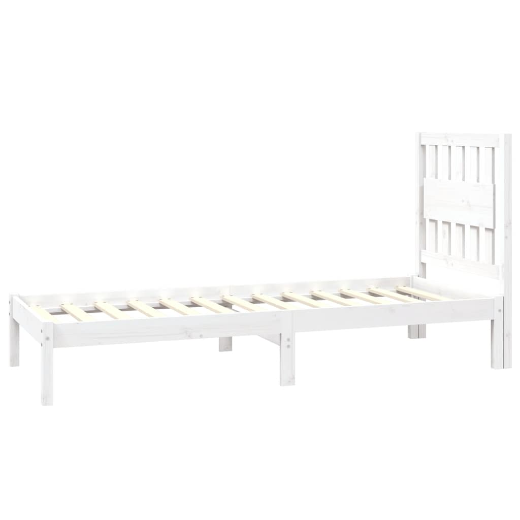 Bed Frame without Mattress White Solid Wood Small Single