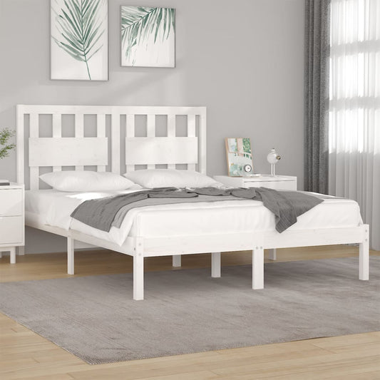 3103914 vidaXL Bed Frame without Mattress White Solid Wood 140x190 cm (809998+818571)