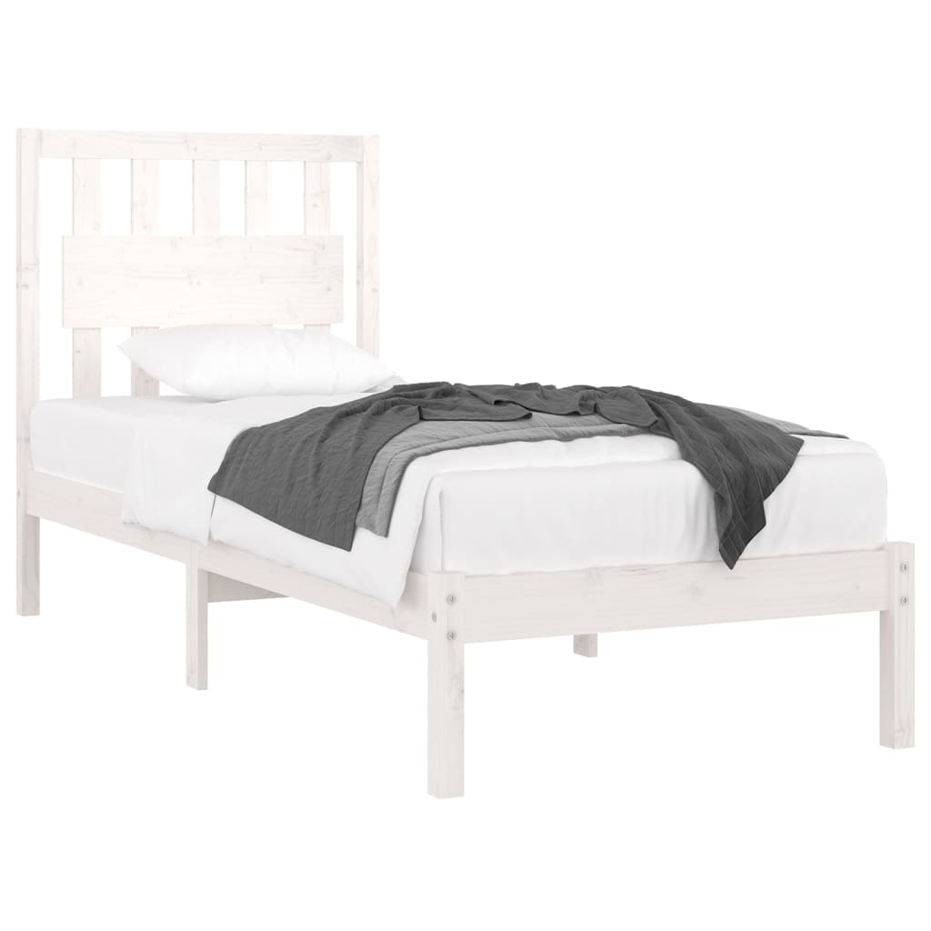 3103919 vidaXL Bed Frame without Mattress White Solid Wood 90x200 cm (810003+818551)