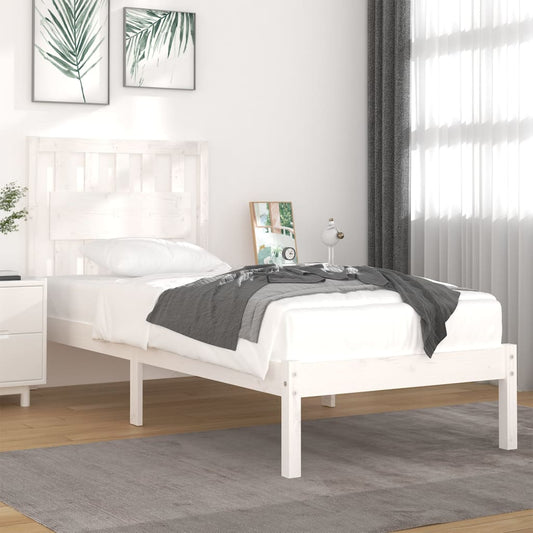 3103919 vidaXL Bed Frame without Mattress White Solid Wood 90x200 cm (810003+818551)