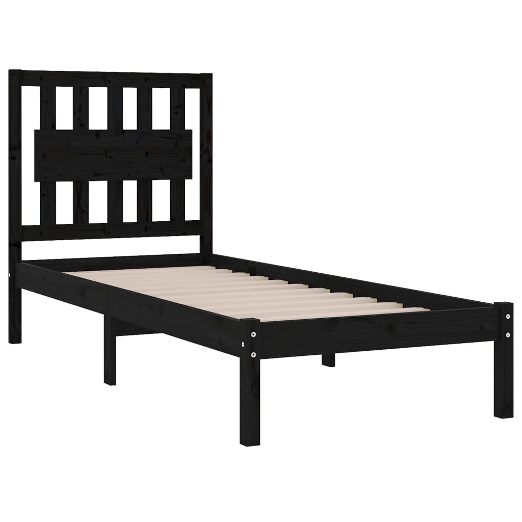 3103927 vidaXL Bed Frame without Mattress Black Solid Wood 100x200 cm (810011+818559)