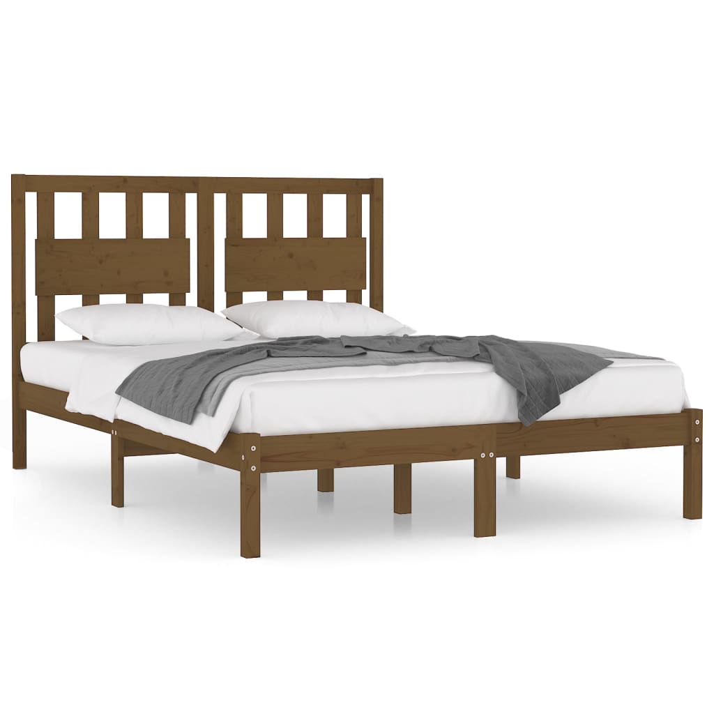 3103931 vidaXL Bed Frame without Mattress Honey Brown Solid Wood 120x200 cm (810015+818563)