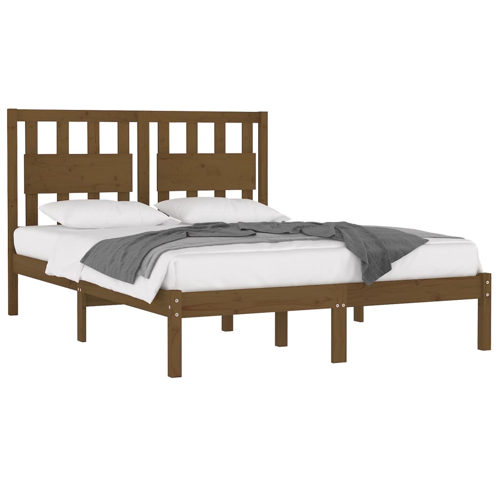 3103931 vidaXL Bed Frame without Mattress Honey Brown Solid Wood 120x200 cm (810015+818563)