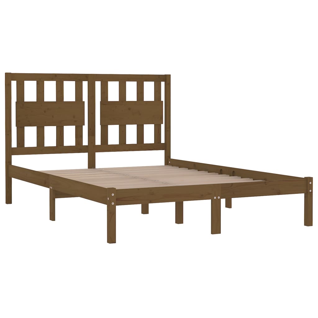 3103931 vidaXL Bed Frame without Mattress Honey Brown Solid Wood 120x200 cm (810015+818563)