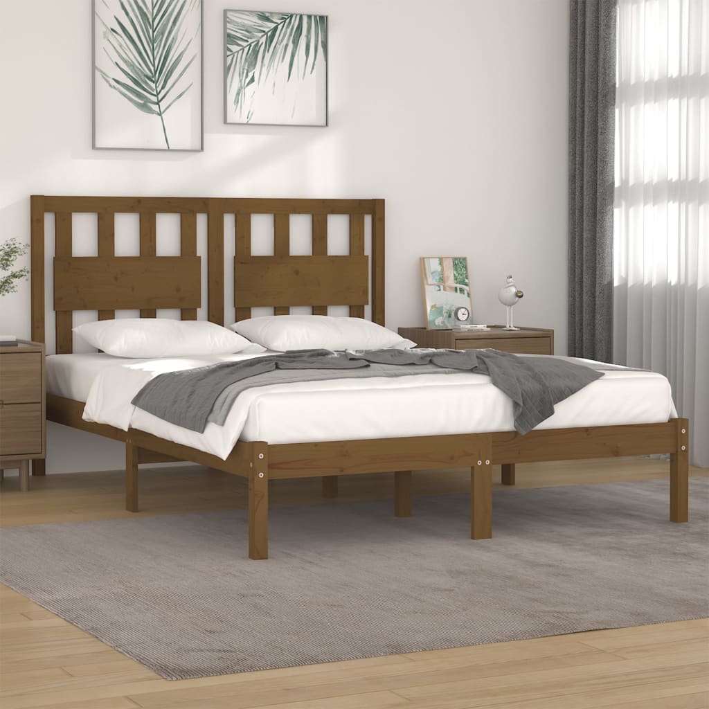 3103931 vidaXL Bed Frame without Mattress Honey Brown Solid Wood 120x200 cm (810015+818563)