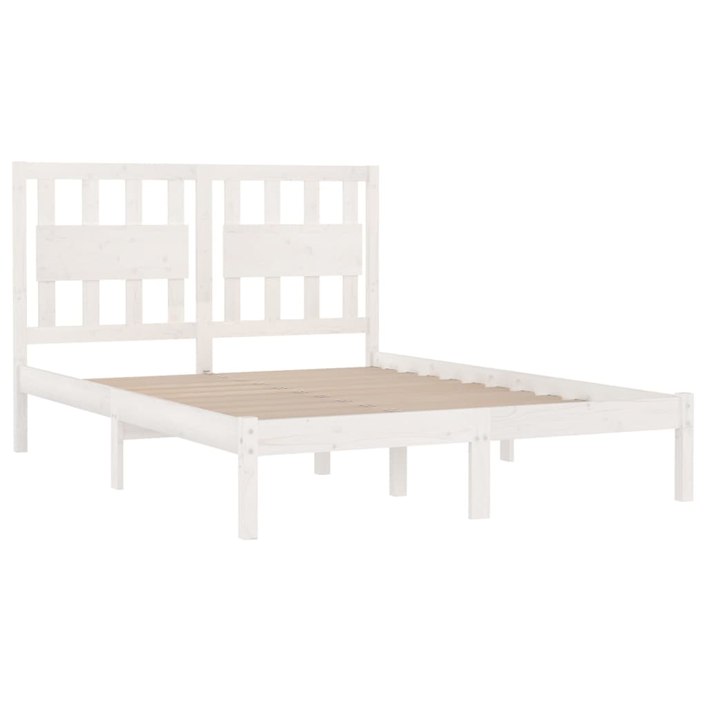 3103954 vidaXL Bed Frame without Mattress White Solid Wood 200x200 cm (810038+818591)