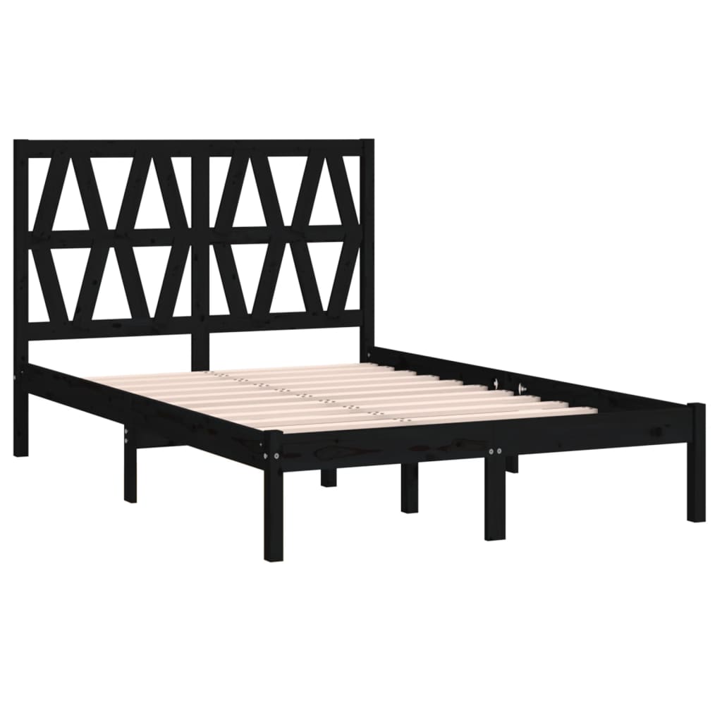 vidaXL Bed Frame without Mattress Black Solid Wood Small Double