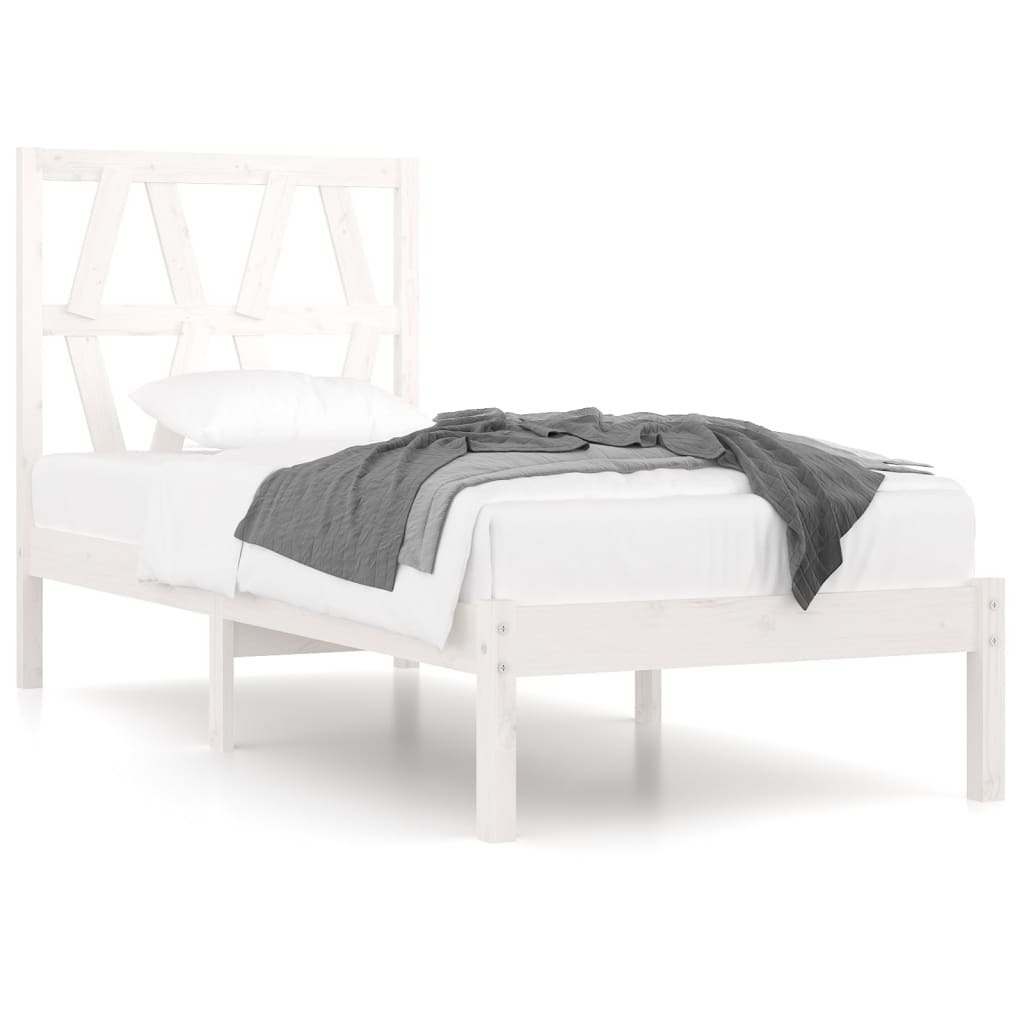 3103984 vidaXL Bed Frame without Mattress White Solid Wood 90x200 cm (810003+818601)