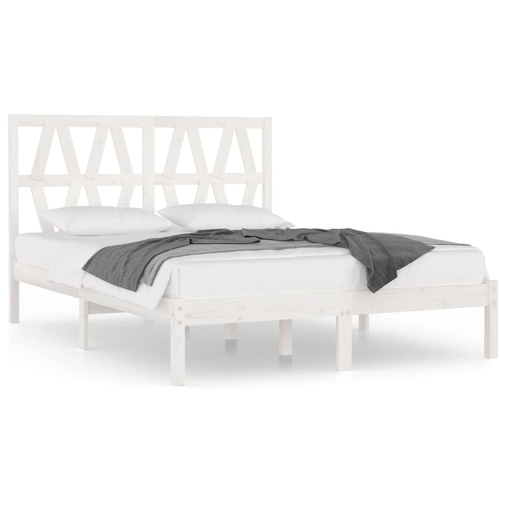 3103994 vidaXL Bed Frame without Mattress White Solid Wood 120x200 cm (810013+818611)