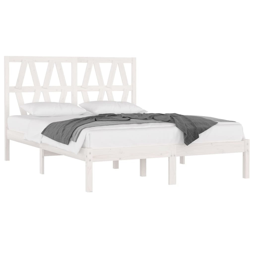 3103994 vidaXL Bed Frame without Mattress White Solid Wood 120x200 cm (810013+818611)