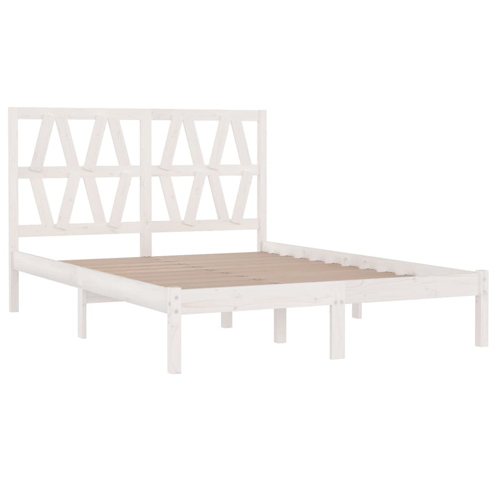 3103994 vidaXL Bed Frame without Mattress White Solid Wood 120x200 cm (810013+818611)