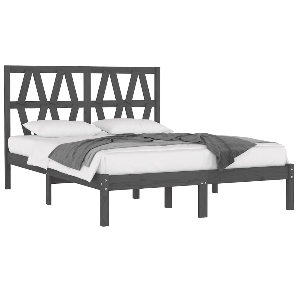 3103995 vidaXL Bed Frame without Mattress Grey Solid Wood 120x200 cm (810014+818612)