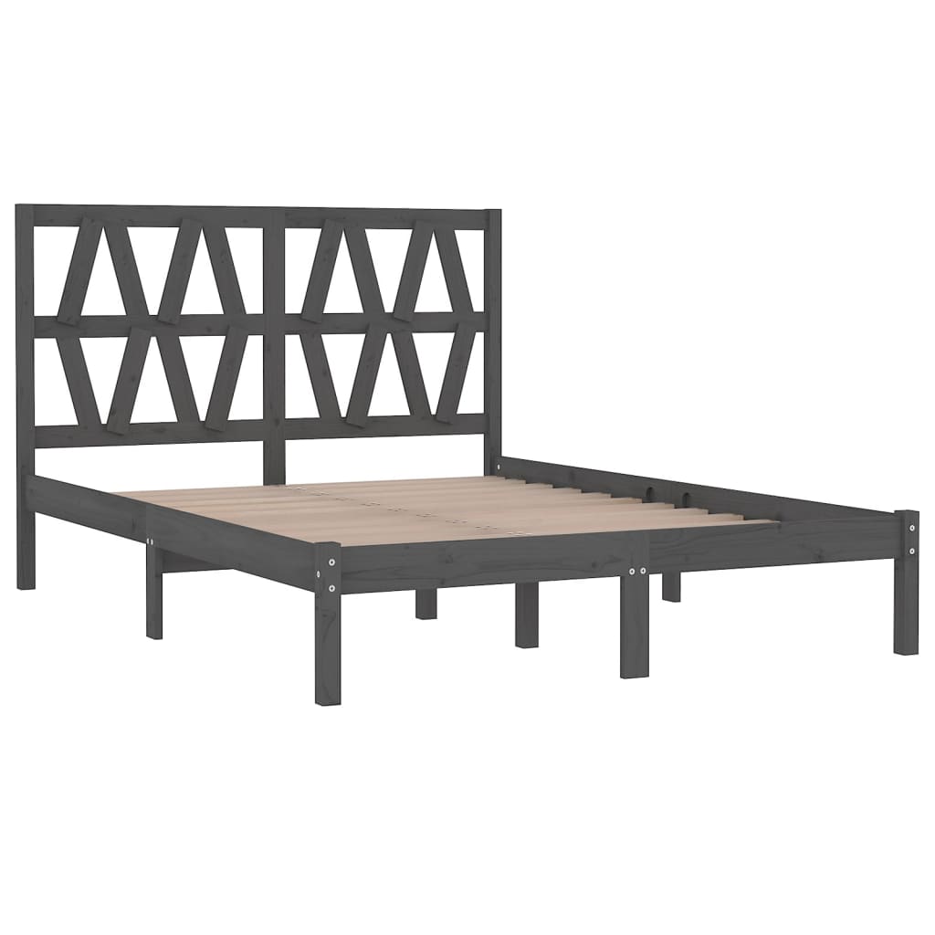 3103995 vidaXL Bed Frame without Mattress Grey Solid Wood 120x200 cm (810014+818612)