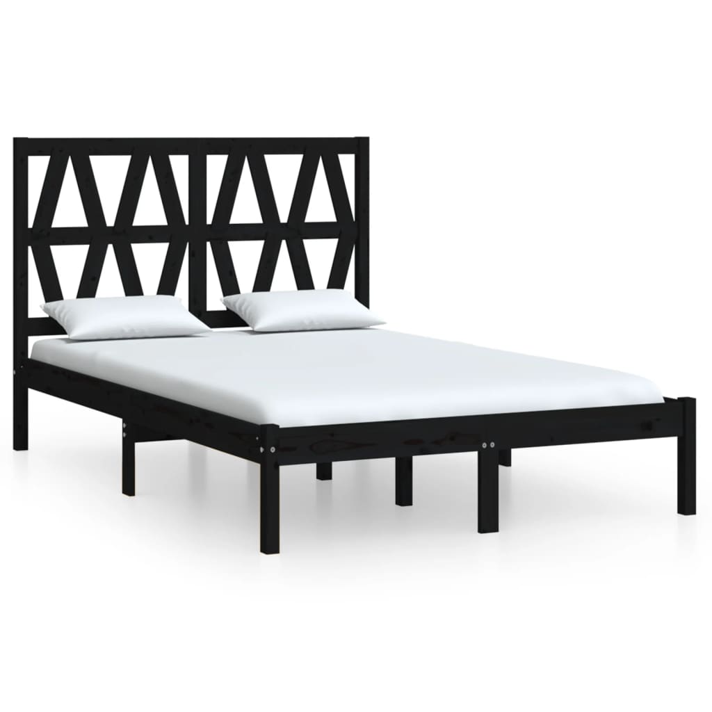 3104002 vidaXL Bed Frame without Mattress Black Solid Wood 140x200 cm (810021+818624)