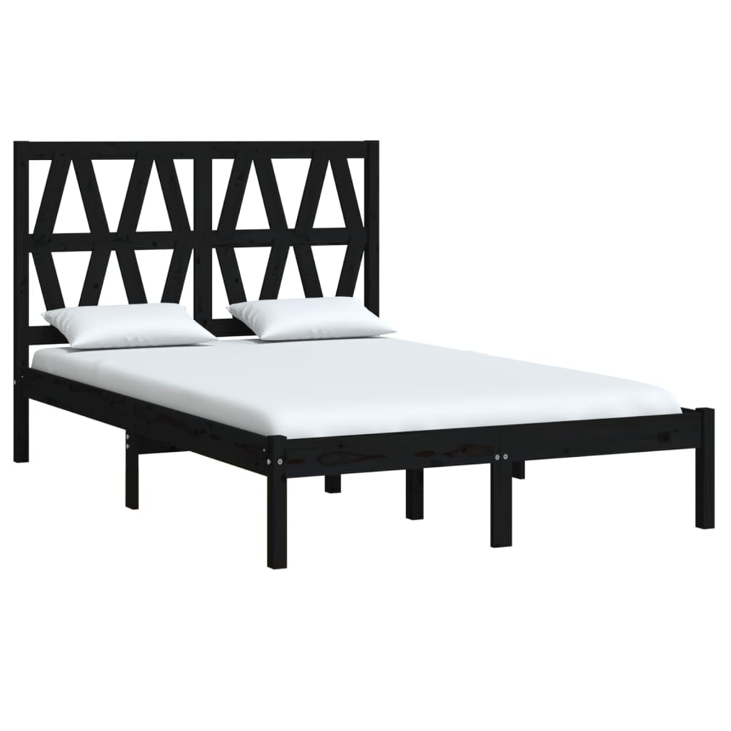 3104002 vidaXL Bed Frame without Mattress Black Solid Wood 140x200 cm (810021+818624)