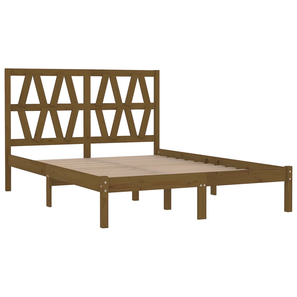 3104021 vidaXL Bed Frame without Mattress Honey Brown Solid Wood 200x200 cm (810040+818643)