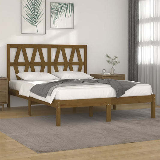 3104021 vidaXL Bed Frame without Mattress Honey Brown Solid Wood 200x200 cm (810040+818643)