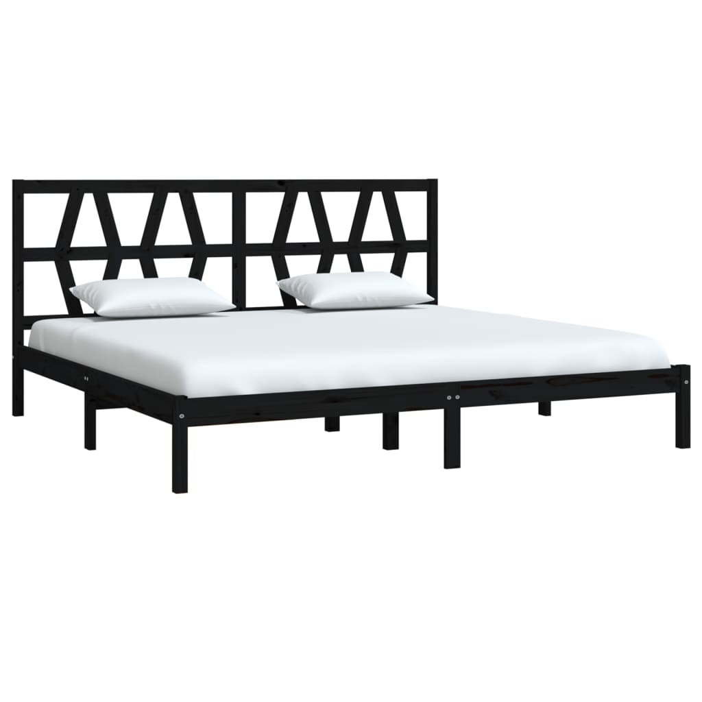 3104022 vidaXL Bed Frame without Mattress Black Solid Wood 200x200 cm (810041+818644)