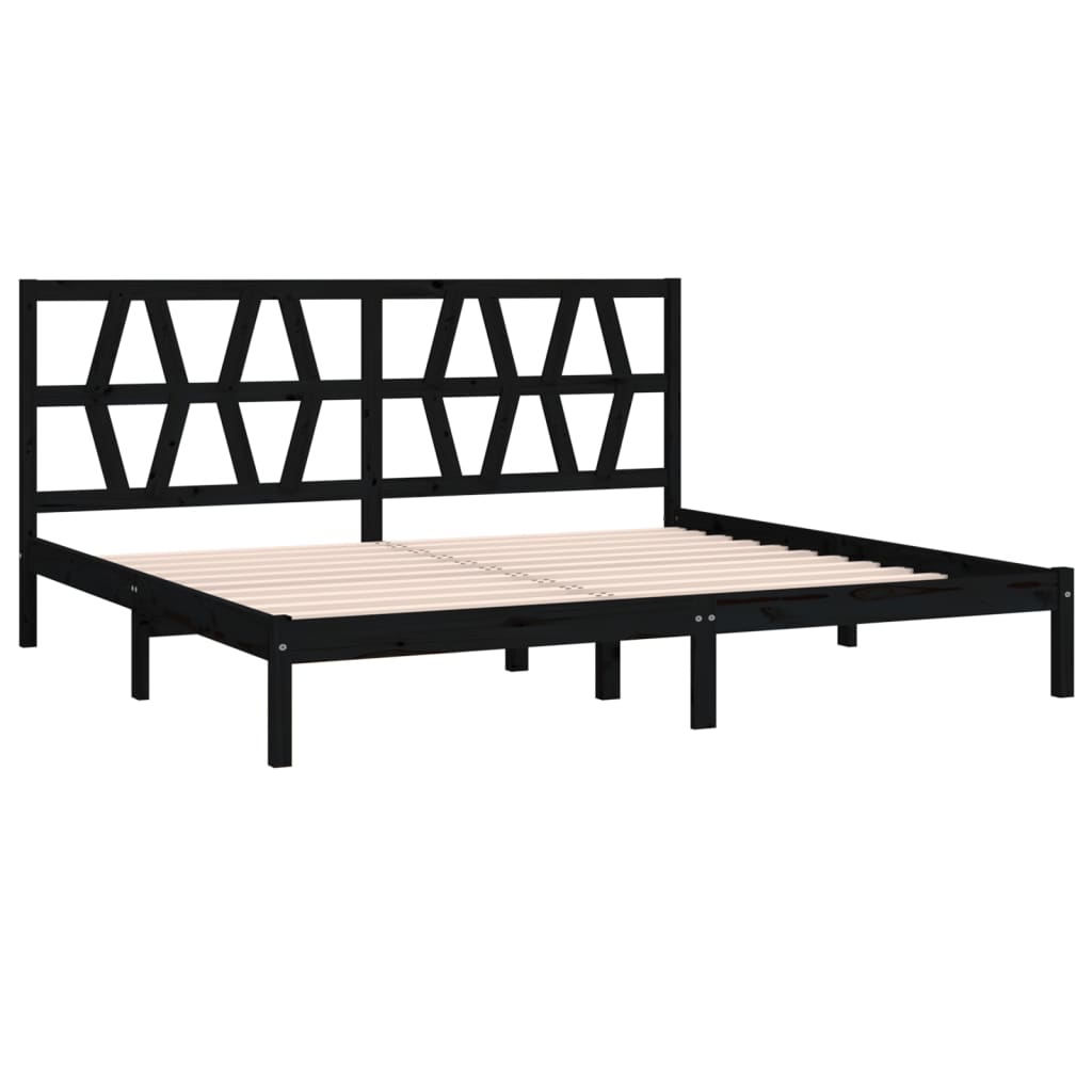 3104022 vidaXL Bed Frame without Mattress Black Solid Wood 200x200 cm (810041+818644)