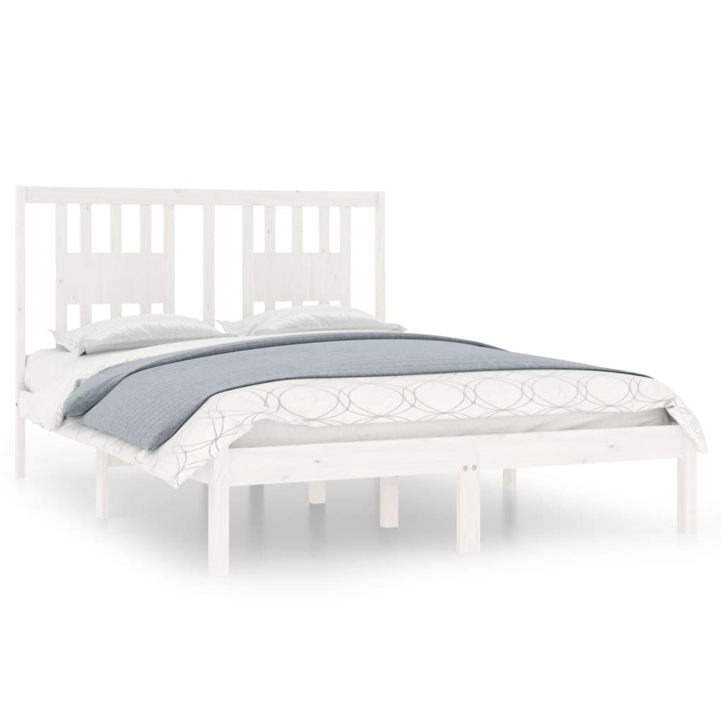 vidaXL Bed Frame without Mattress White Solid Wood Small Double