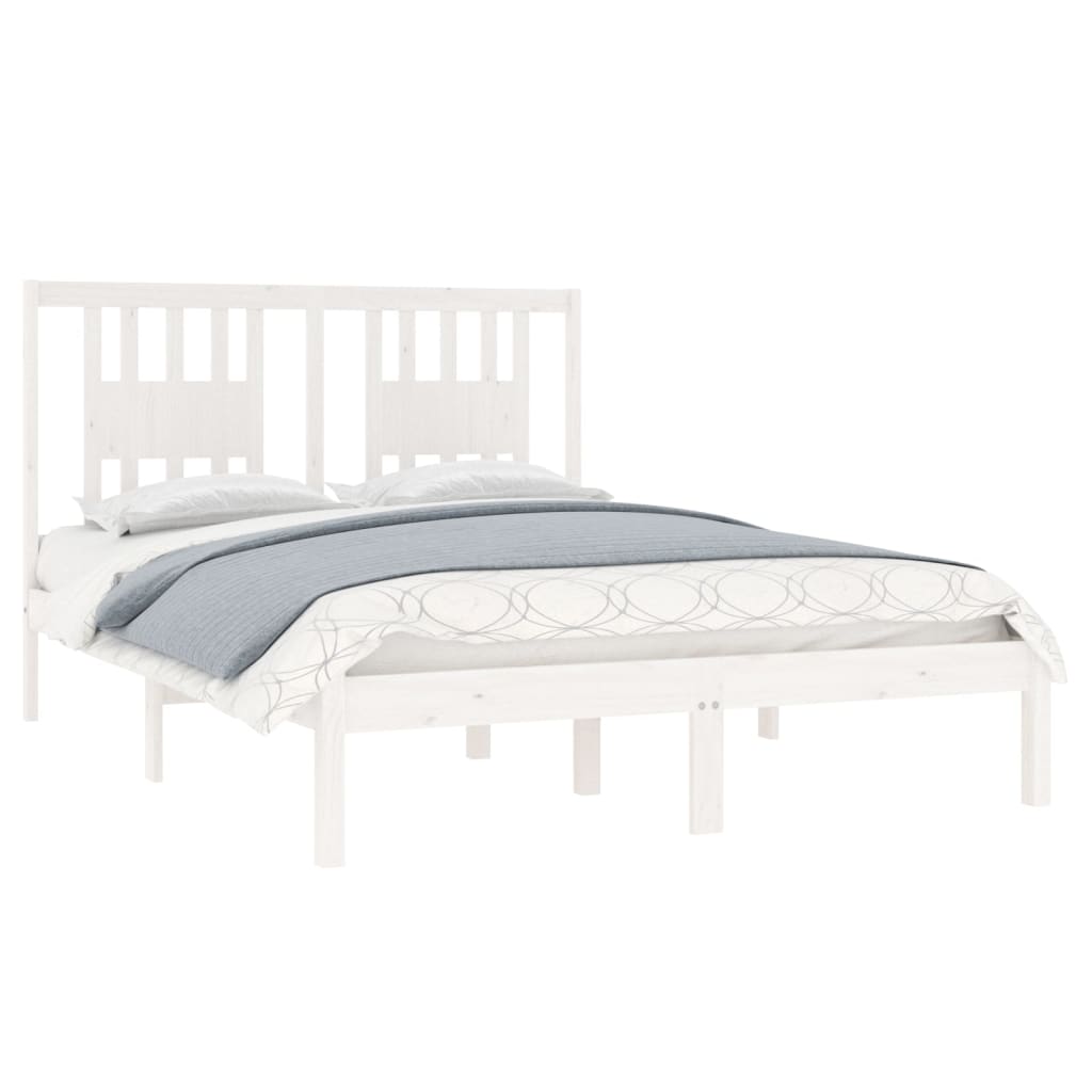 vidaXL Bed Frame without Mattress White Solid Wood Small Double