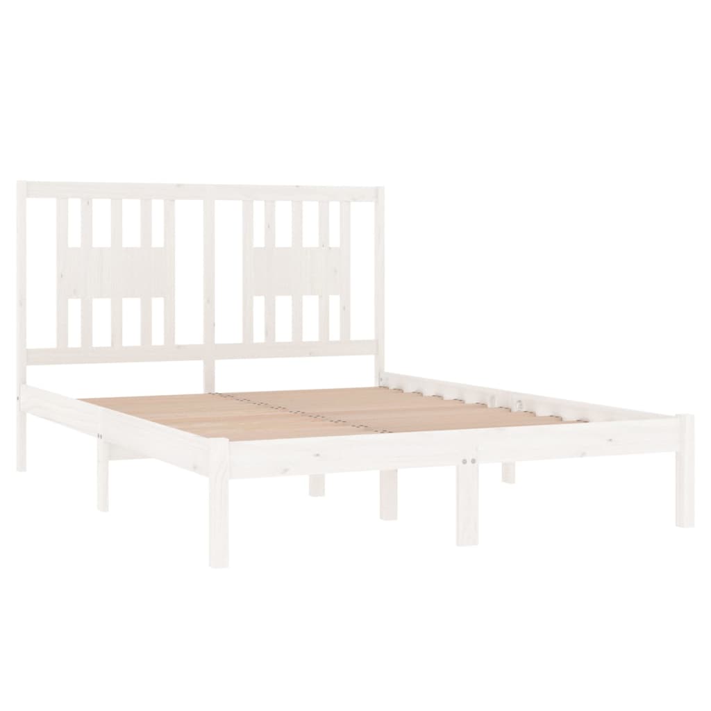 vidaXL Bed Frame without Mattress White Solid Wood Small Double