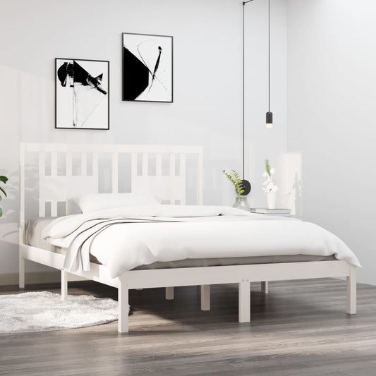 vidaXL Bed Frame without Mattress White Solid Wood Small Double