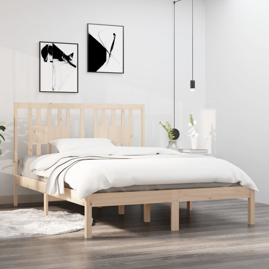 3104043 vidaXL Bed Frame without Mattress Solid Wood 140x190 cm (809997+818670)