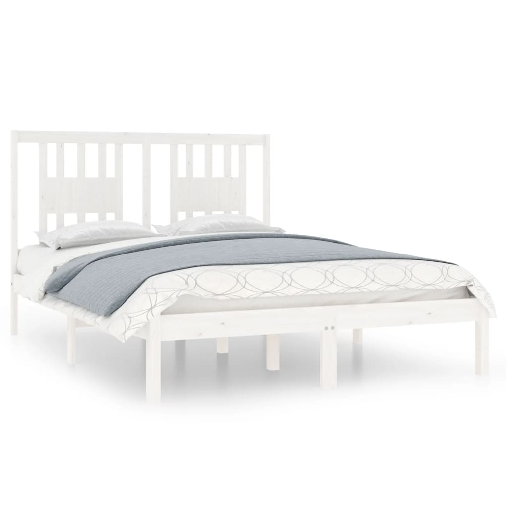 3104044 vidaXL Bed Frame without Mattress White Solid Wood 140x190 cm (809998+818671)