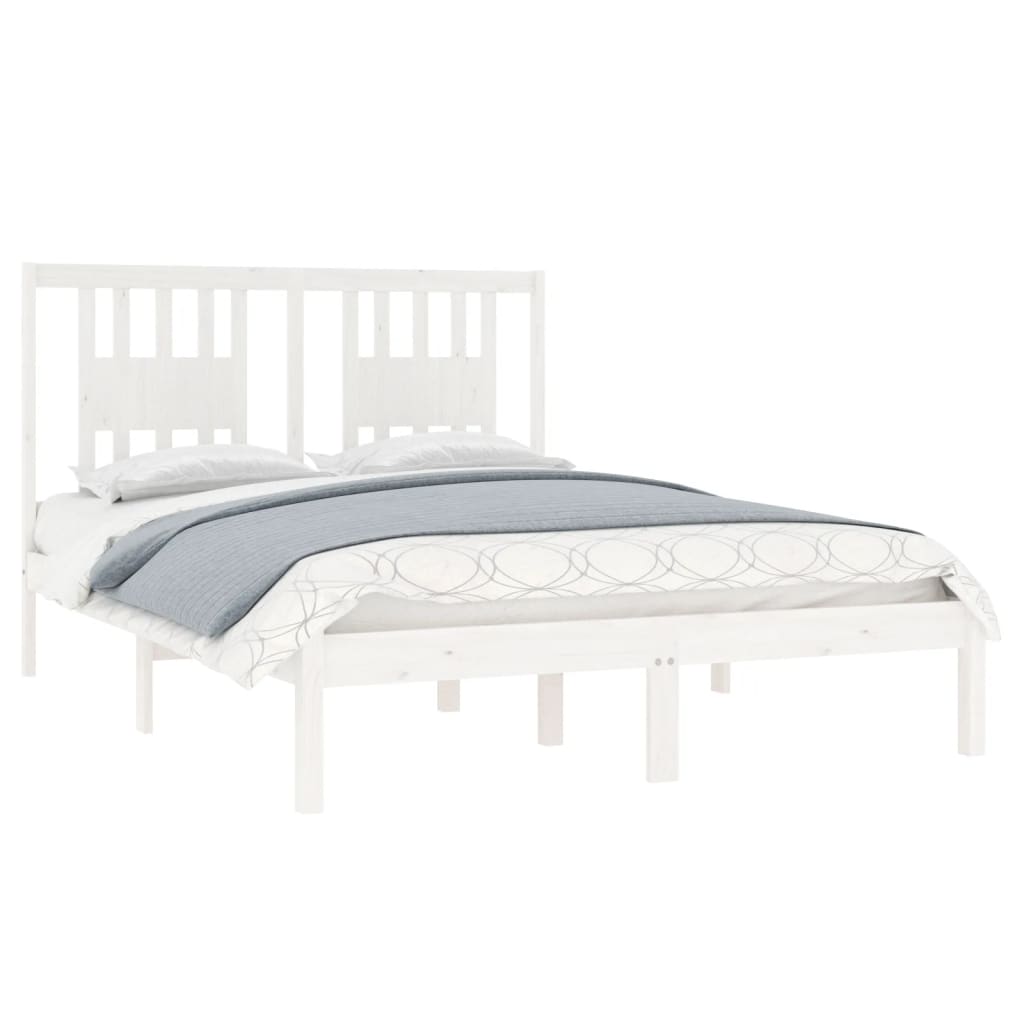 3104044 vidaXL Bed Frame without Mattress White Solid Wood 140x190 cm (809998+818671)