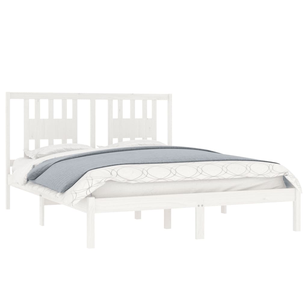 3104064 vidaXL Bed Frame without Mattress White Solid Wood 140x200 cm (810018+818671)