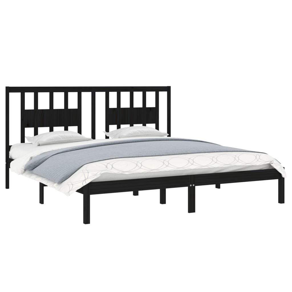 vidaXL Bed Frame without Mattress Black Solid Wood Super King