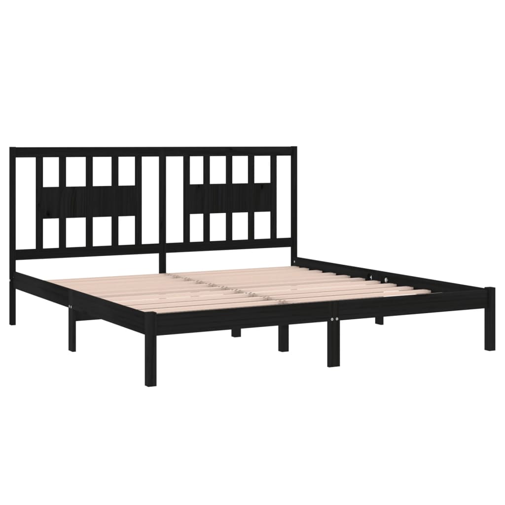 vidaXL Bed Frame without Mattress Black Solid Wood Super King