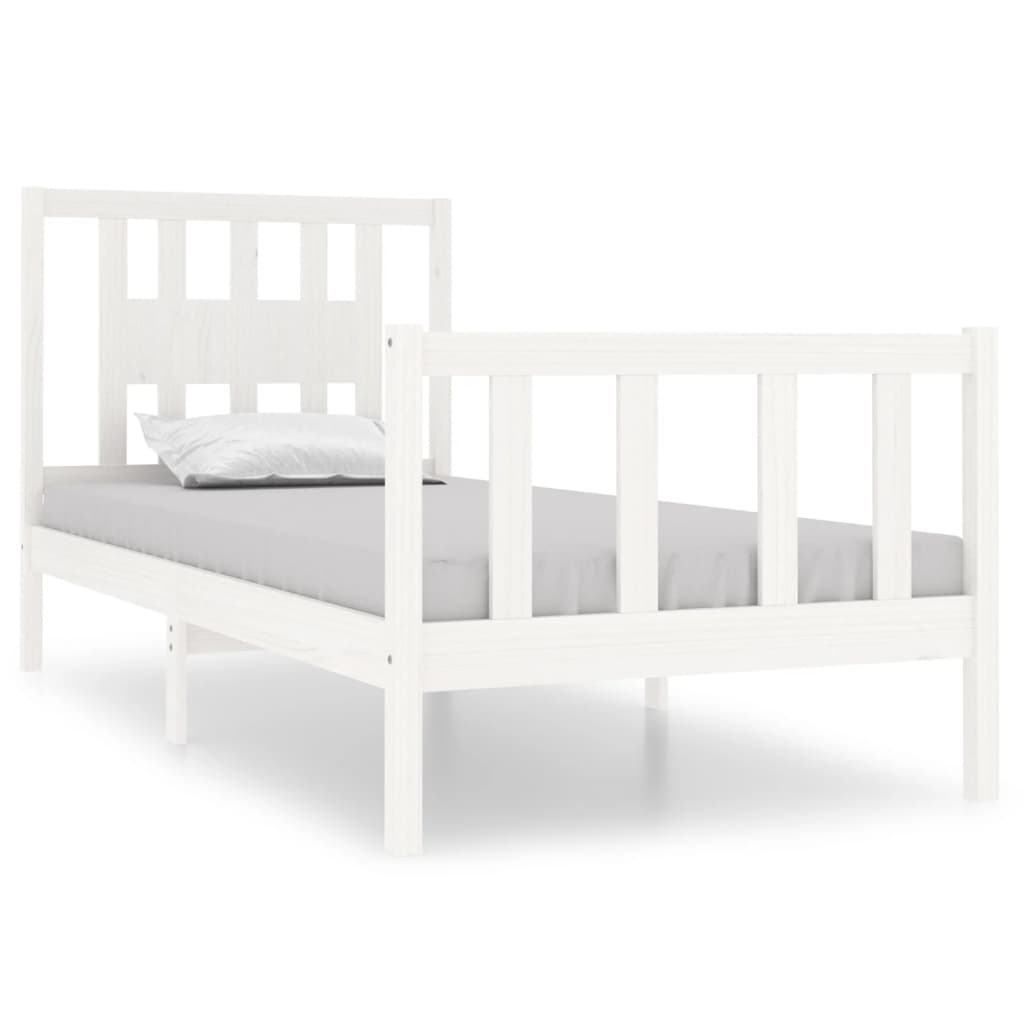 vidaXL Bed Frame without Mattress White Solid Wood 90x190 cm Single Single