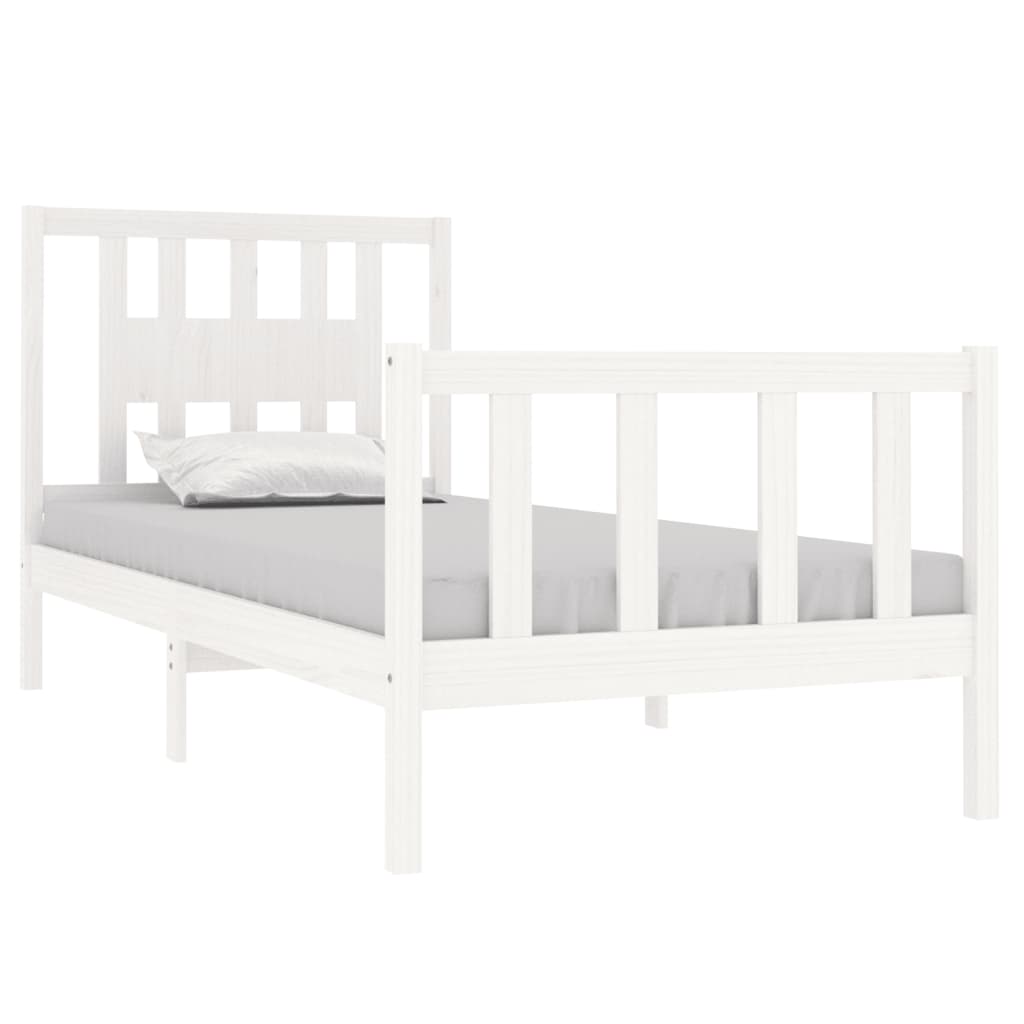 vidaXL Bed Frame without Mattress White Solid Wood 90x190 cm Single Single