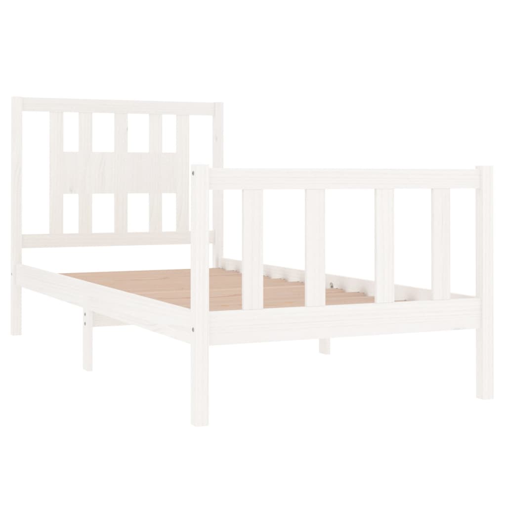 vidaXL Bed Frame without Mattress White Solid Wood 90x190 cm Single Single