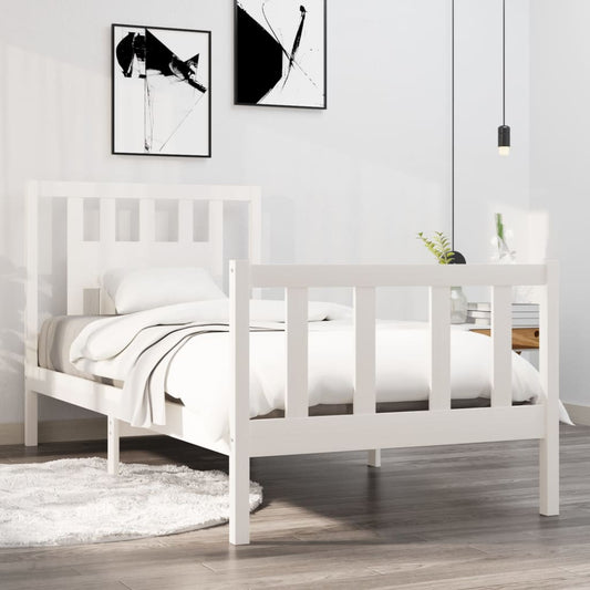 vidaXL Bed Frame without Mattress White Solid Wood 90x190 cm Single Single