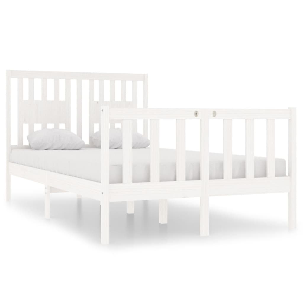 vidaXL Bed Frame without Mattress White 120x190 cm Small Double Solid Wood