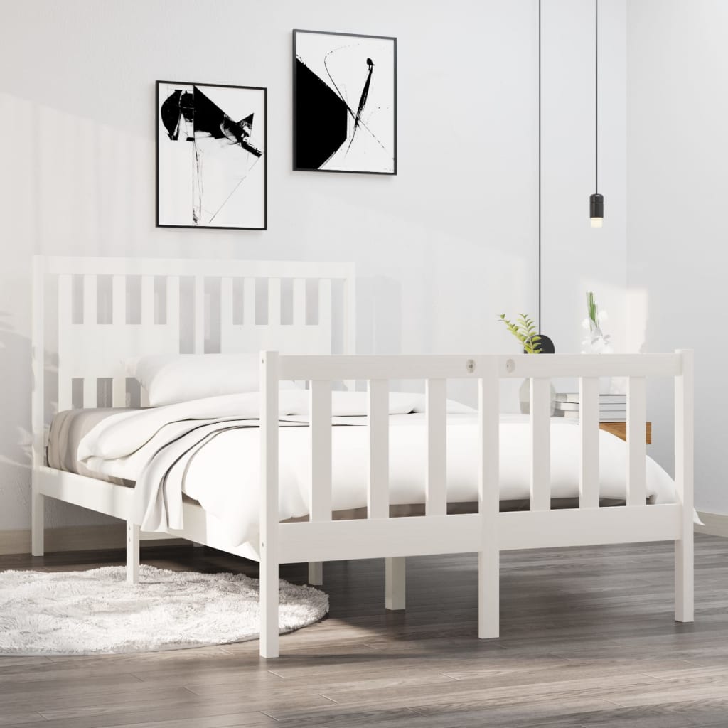 vidaXL Bed Frame without Mattress White 120x190 cm Small Double Solid Wood