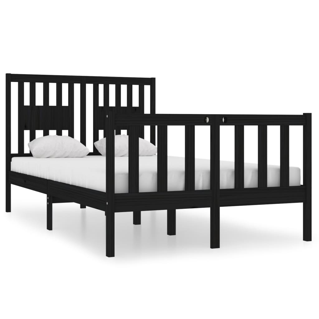 vidaXL Bed Frame without Mattress Black 120x190 cm Small Double Solid Wood