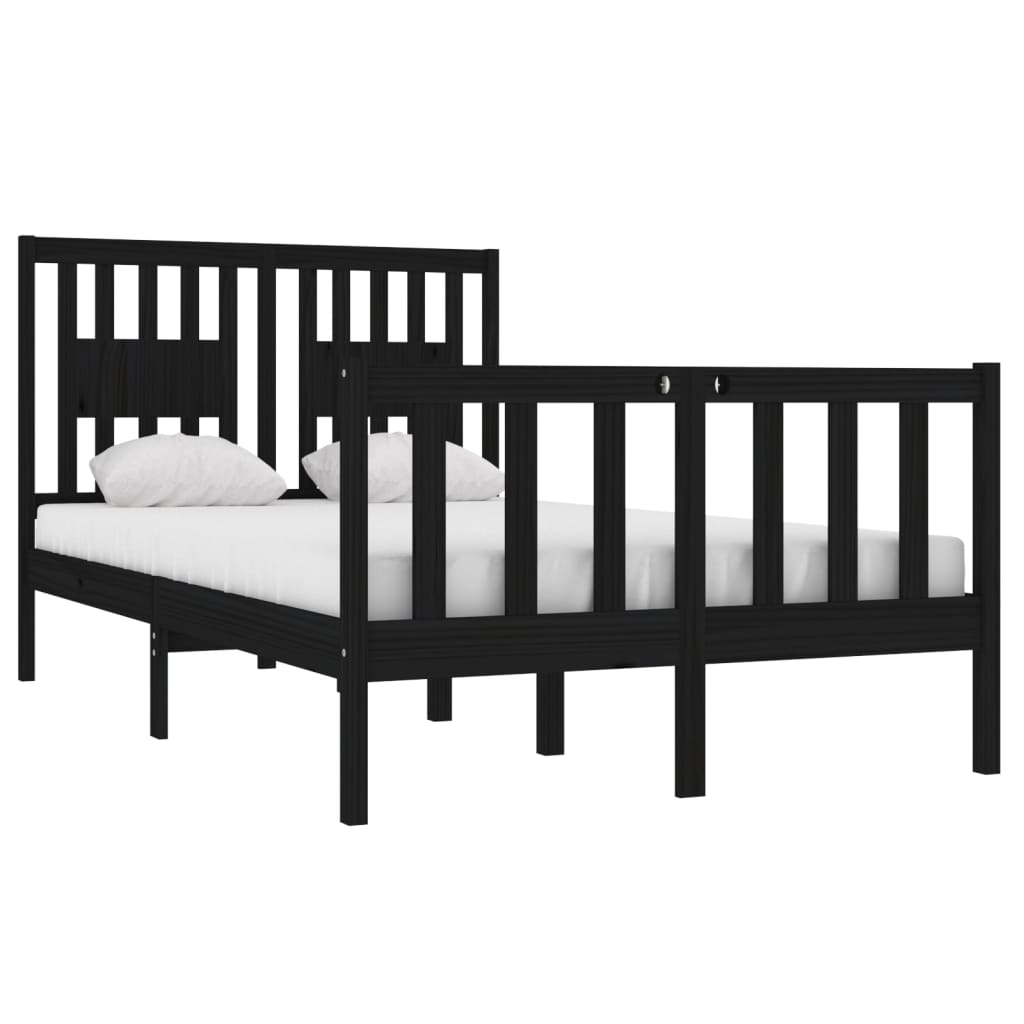 vidaXL Bed Frame without Mattress Black 120x190 cm Small Double Solid Wood