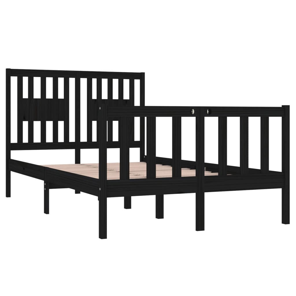 vidaXL Bed Frame without Mattress Black 120x190 cm Small Double Solid Wood