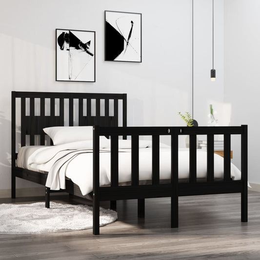 vidaXL Bed Frame without Mattress Black 120x190 cm Small Double Solid Wood