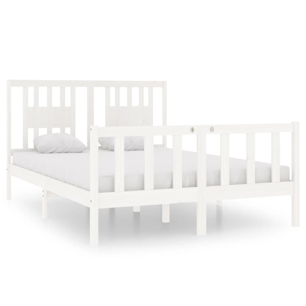 vidaXL Bed Frame without Mattress White 135x190 cm Double Solid Wood