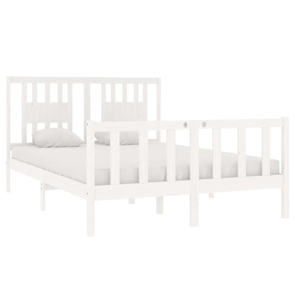 vidaXL Bed Frame without Mattress White 135x190 cm Double Solid Wood