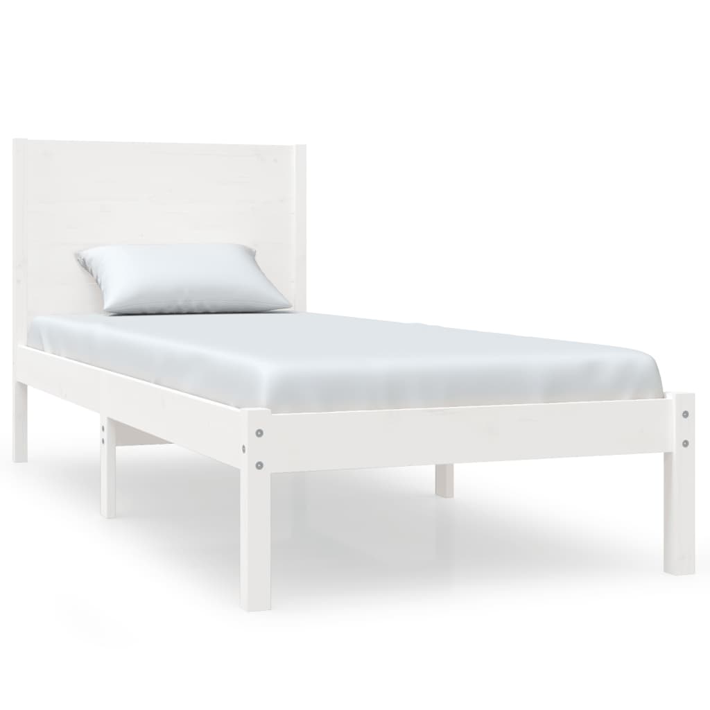 vidaXL Bed Frame without Mattress White 75x190 cm Small Single Solid Wood