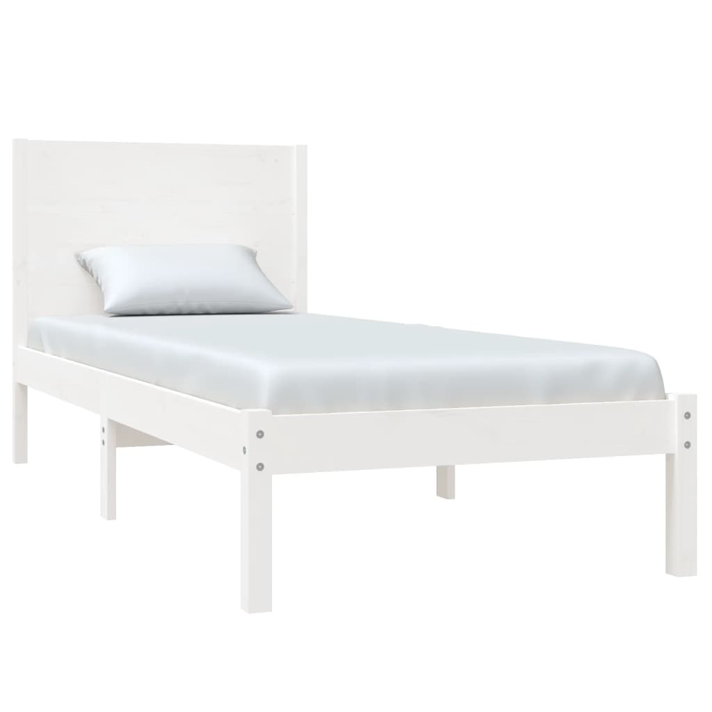 vidaXL Bed Frame without Mattress White 75x190 cm Small Single Solid Wood