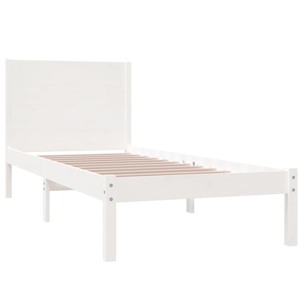 vidaXL Bed Frame without Mattress White 75x190 cm Small Single Solid Wood