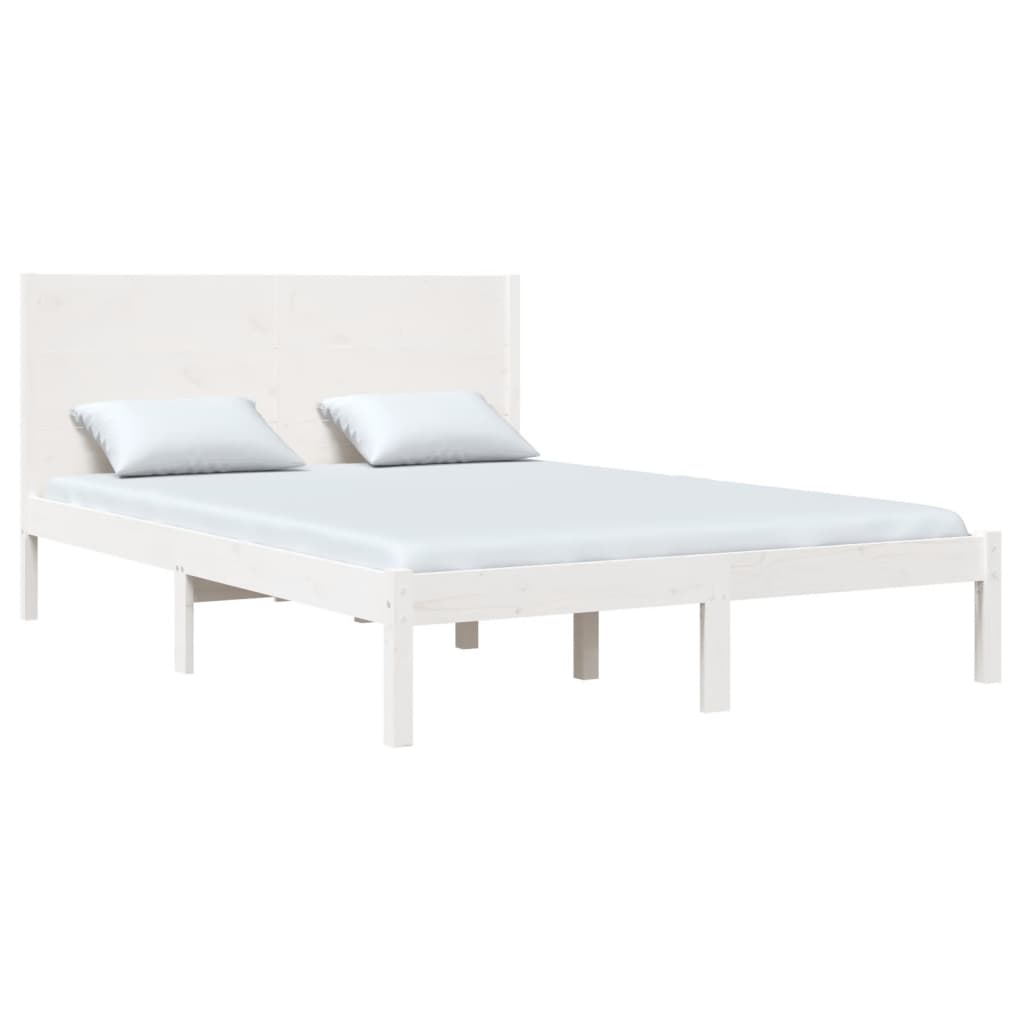 vidaXL Bed Frame without Mattress White 150x200 cm King Size Solid Wood